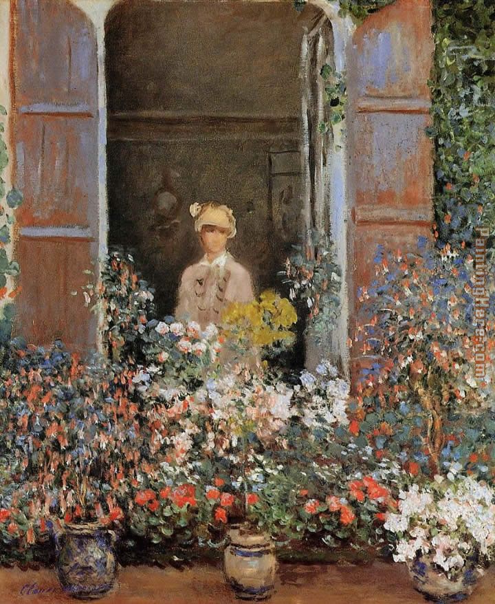 Camille Monet at the Window Argentuil painting - Claude Monet Camille Monet at the Window Argentuil art painting